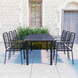 vidaXL 3-Piece Garden Dining Set Glass and Steel Black