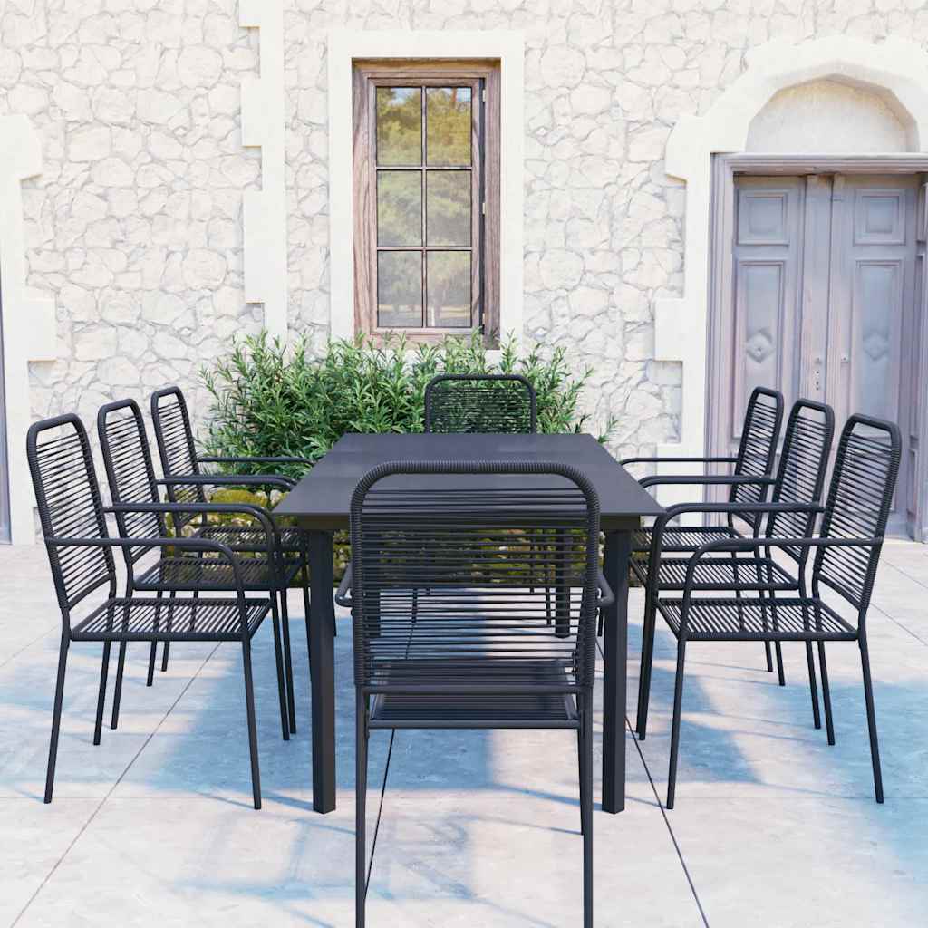 vidaXL 3-Piece Garden Dining Set Glass and Steel Black