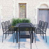 vidaXL 3-Piece Garden Dining Set Glass and Steel Black