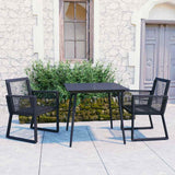 vidaXL 3-Piece Garden Lounge Set Poly Rattan Black