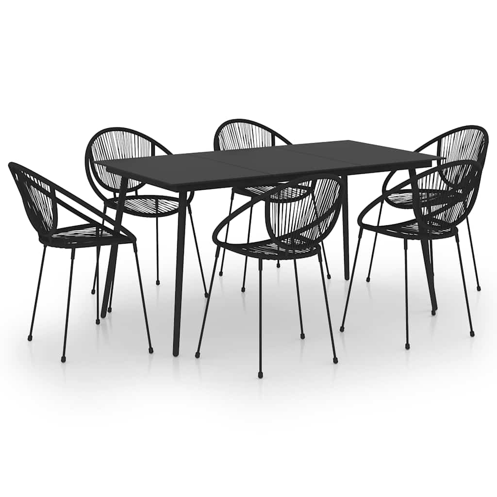 vidaXL 5-delige Tuinset PVC-rattan zwart