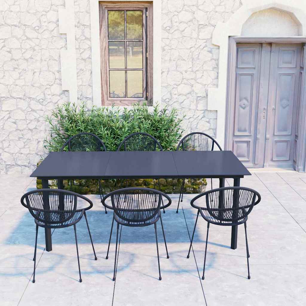 vidaXL 3-delige Tuinset PVC-rattan zwart
