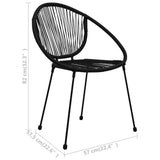vidaXL 3-delige Tuinset PVC-rattan zwart
