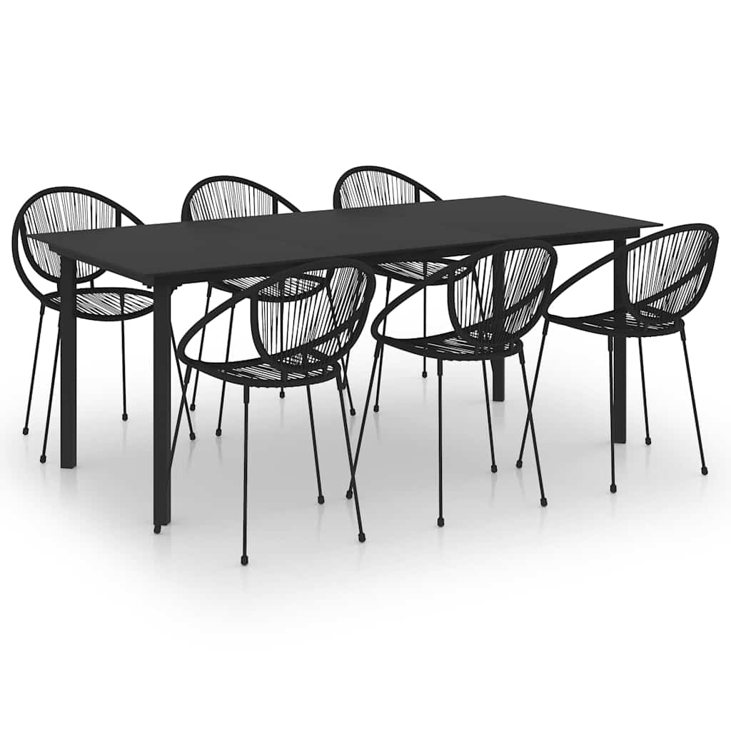 vidaXL 3-delige Tuinset PVC-rattan zwart