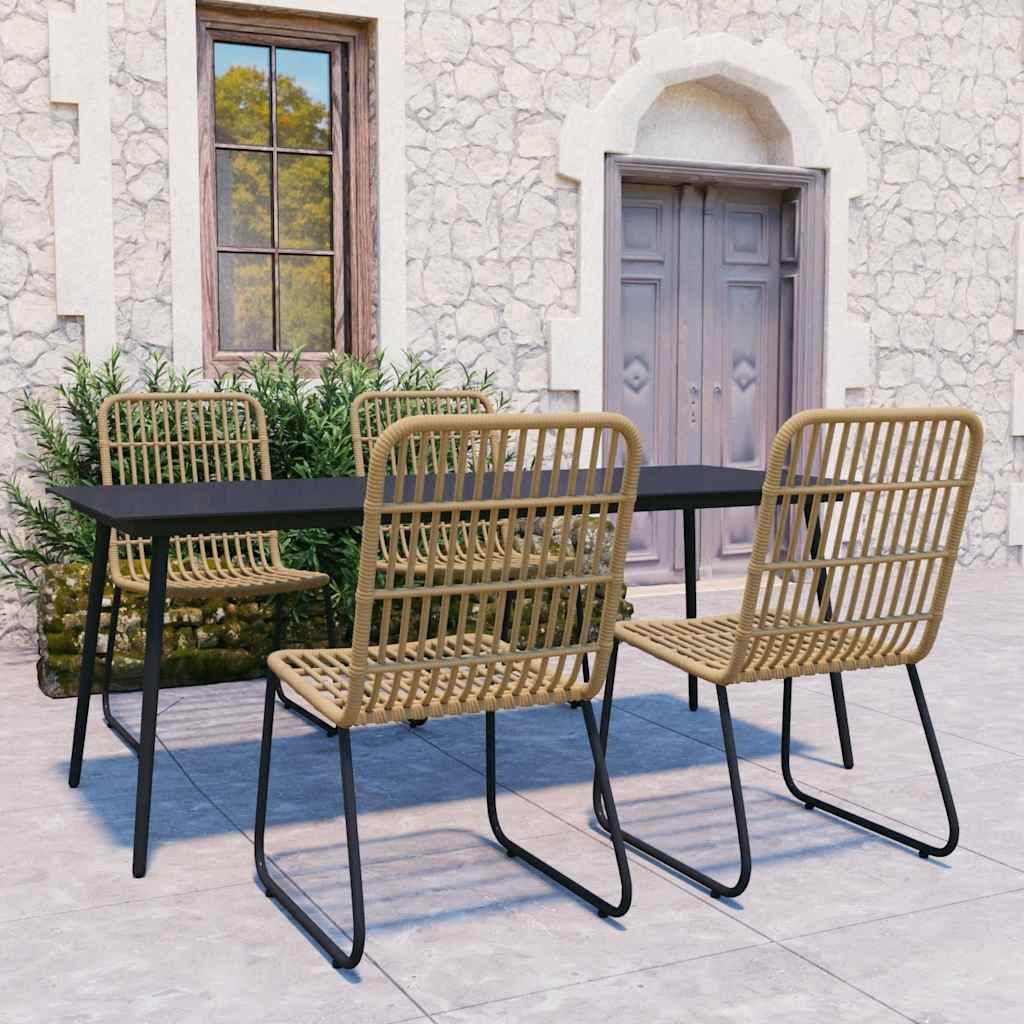 vidaXL 3-delige Tuinset poly rattan en glas