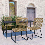 vidaXL 3-delige Tuinset poly rattan en glas
