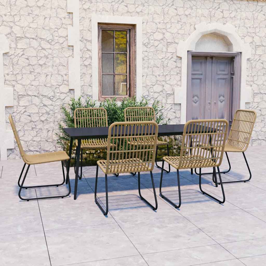 vidaXL 3-delige Tuinset poly rattan en glas
