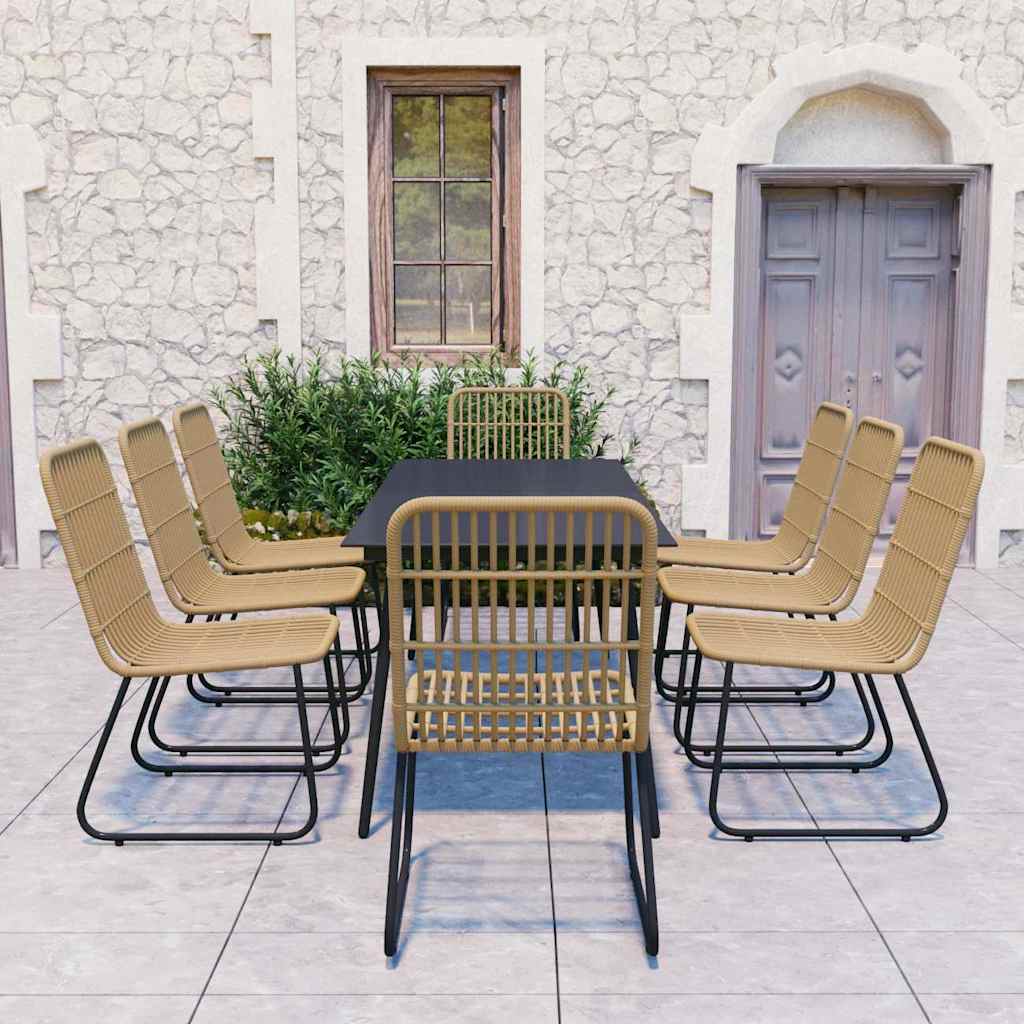 vidaXL 3-delige Tuinset poly rattan en glas