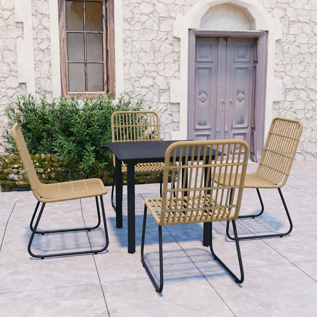 vidaXL 3-delige Tuinset poly rattan en glas