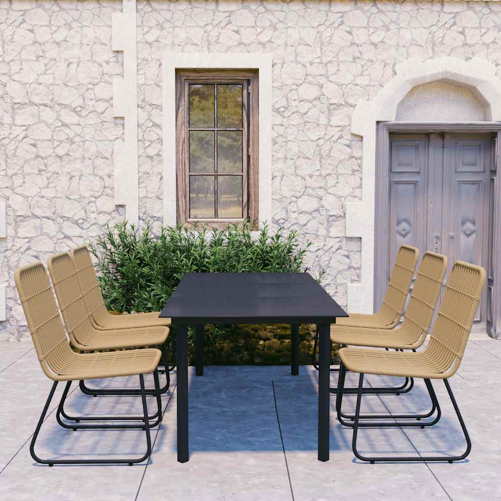 vidaXL 3-delige Tuinset poly rattan en glas
