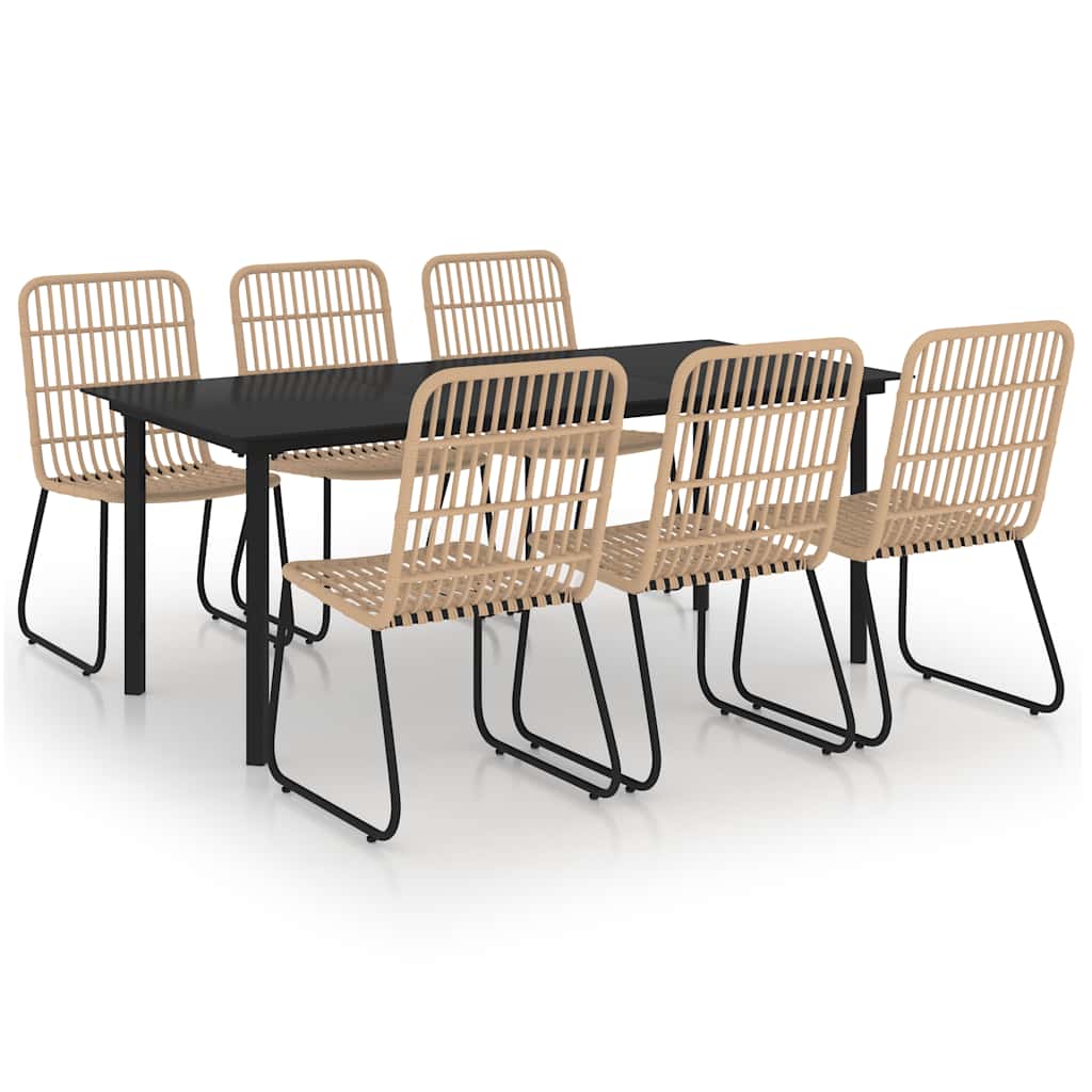 vidaXL 3-delige Tuinset poly rattan en glas