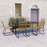 vidaXL 3-delige Tuinset poly rattan en glas