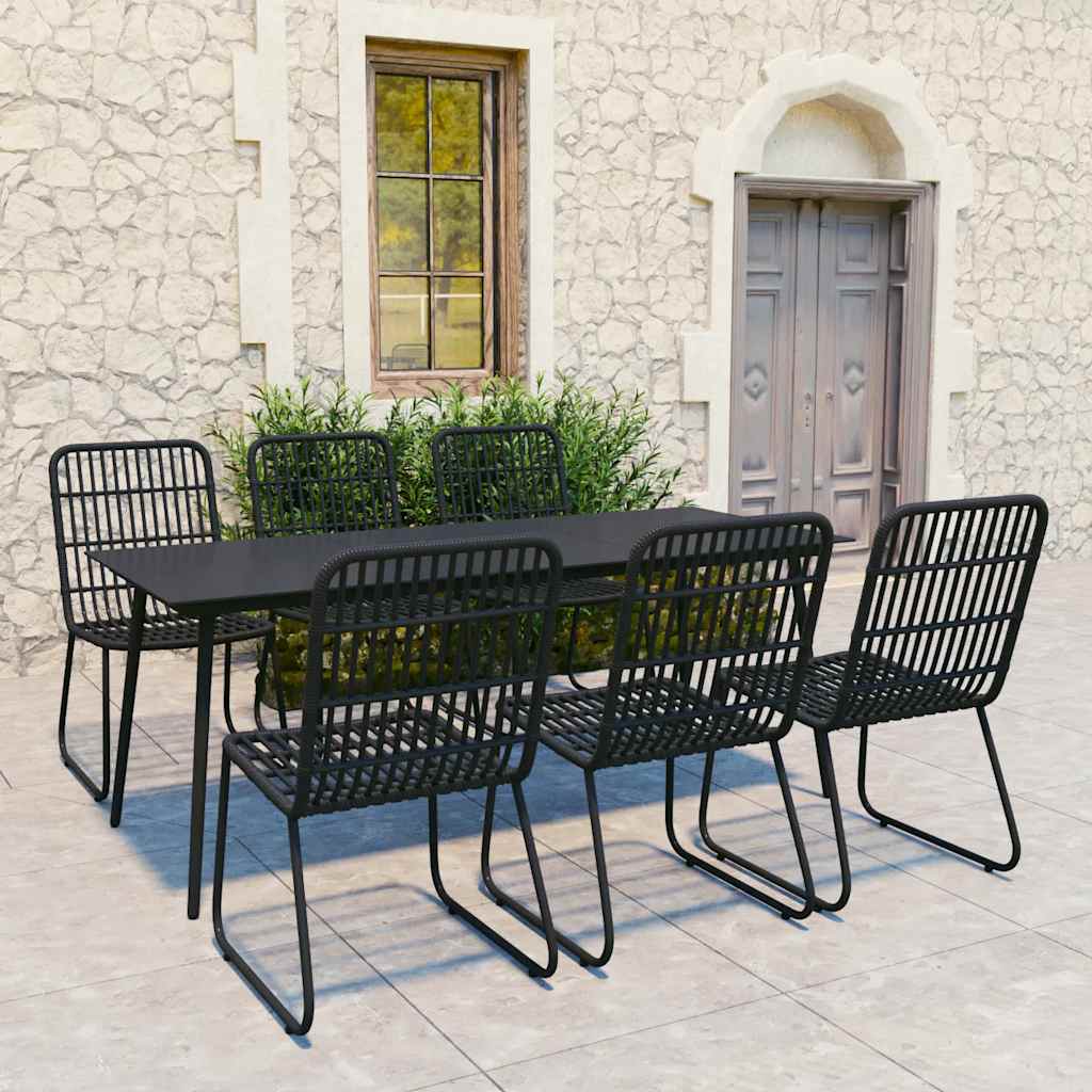 vidaXL 3-delige Tuinset poly rattan en glas
