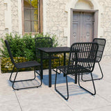 vidaXL 3-delige Tuinset poly rattan en glas