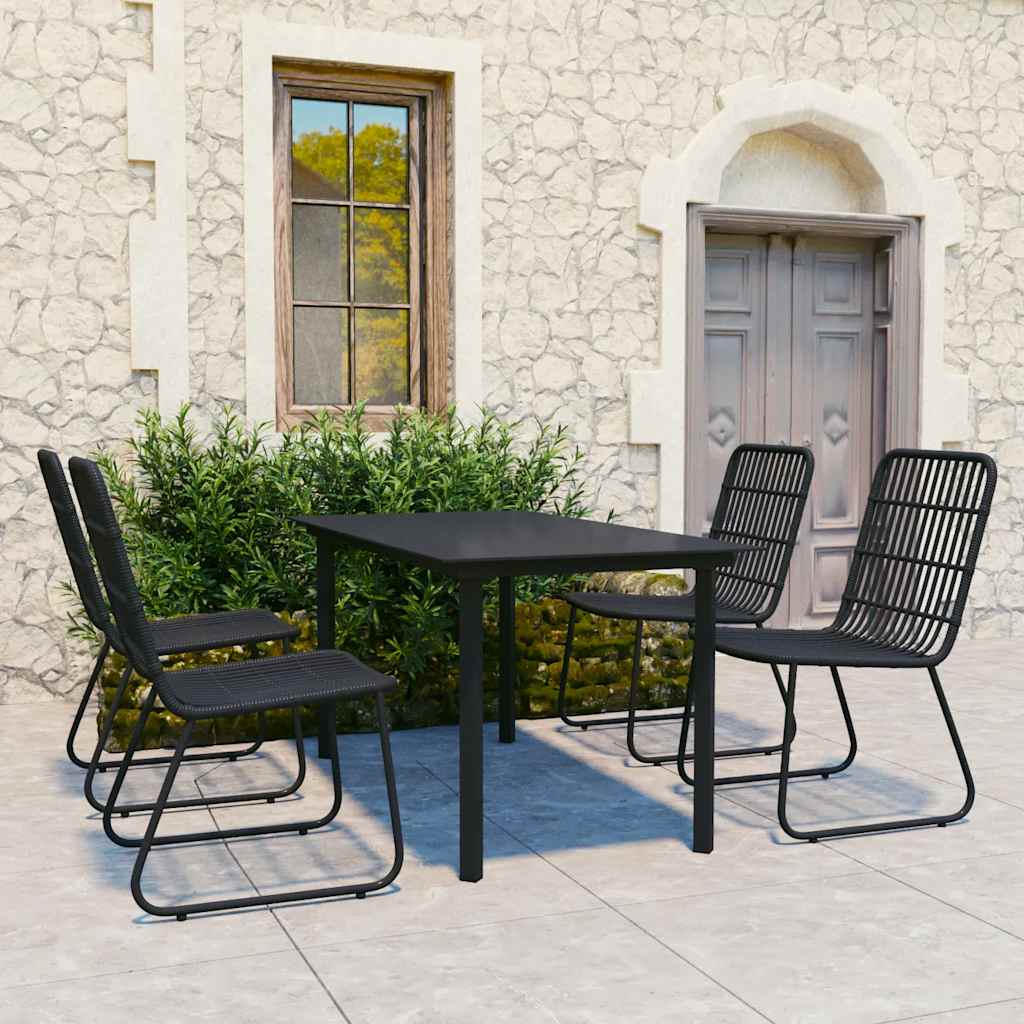 vidaXL 3-delige Tuinset poly rattan en glas