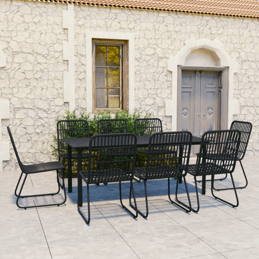 vidaXL 3-delige Tuinset poly rattan en glas
