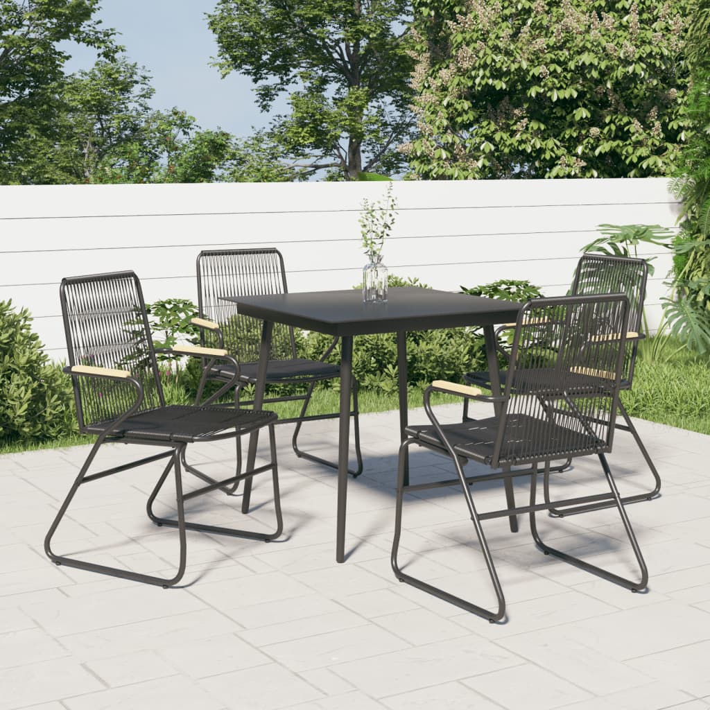 vidaXL 3-Piece Garden Lounge Set PVC Rattan Black