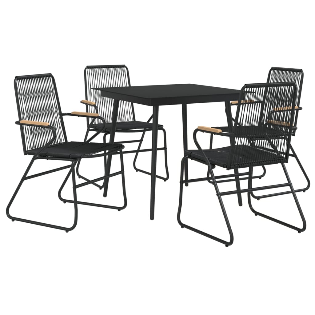 vidaXL 3-Piece Garden Lounge Set PVC Rattan Black
