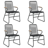 vidaXL 3-Piece Garden Lounge Set PVC Rattan Black