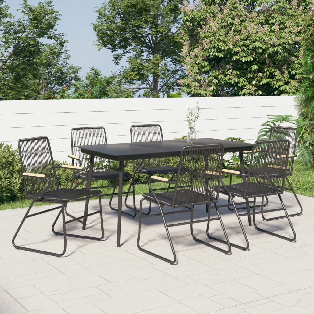 vidaXL 5-delige Tuinset PVC-rattan zwart