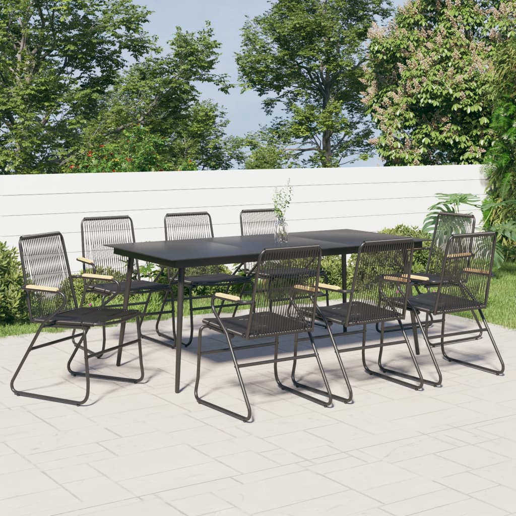 vidaXL 7-delige Tuinset PVC-rattan zwart