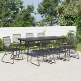 vidaXL 7-delige Tuinset PVC-rattan zwart