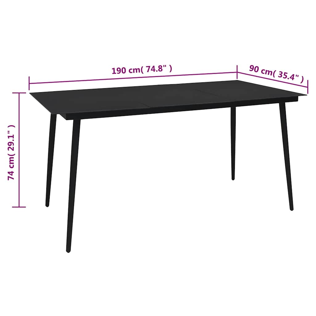 vidaXL 7-delige Tuinset PVC-rattan zwart
