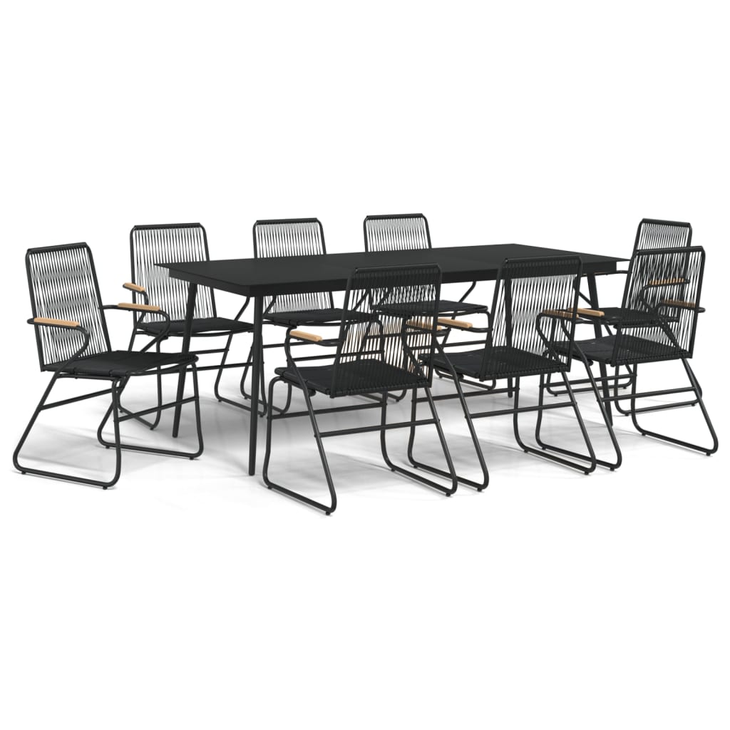 vidaXL 7-delige Tuinset PVC-rattan zwart