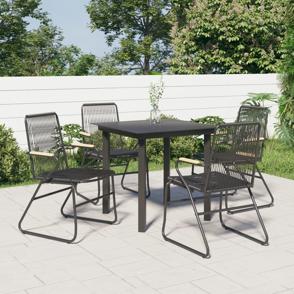vidaXL 3-delige Tuinset PVC-rattan zwart