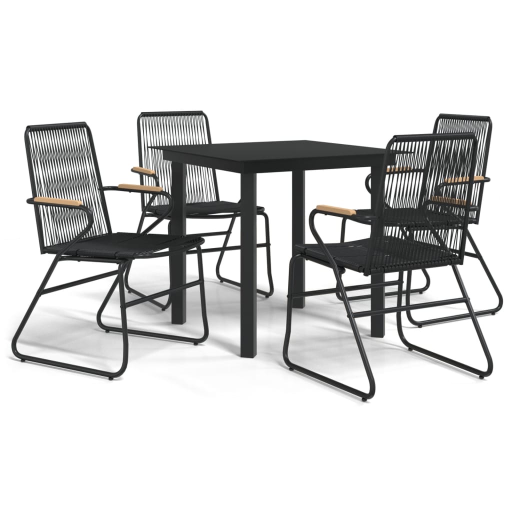 vidaXL 3-delige Tuinset PVC-rattan zwart