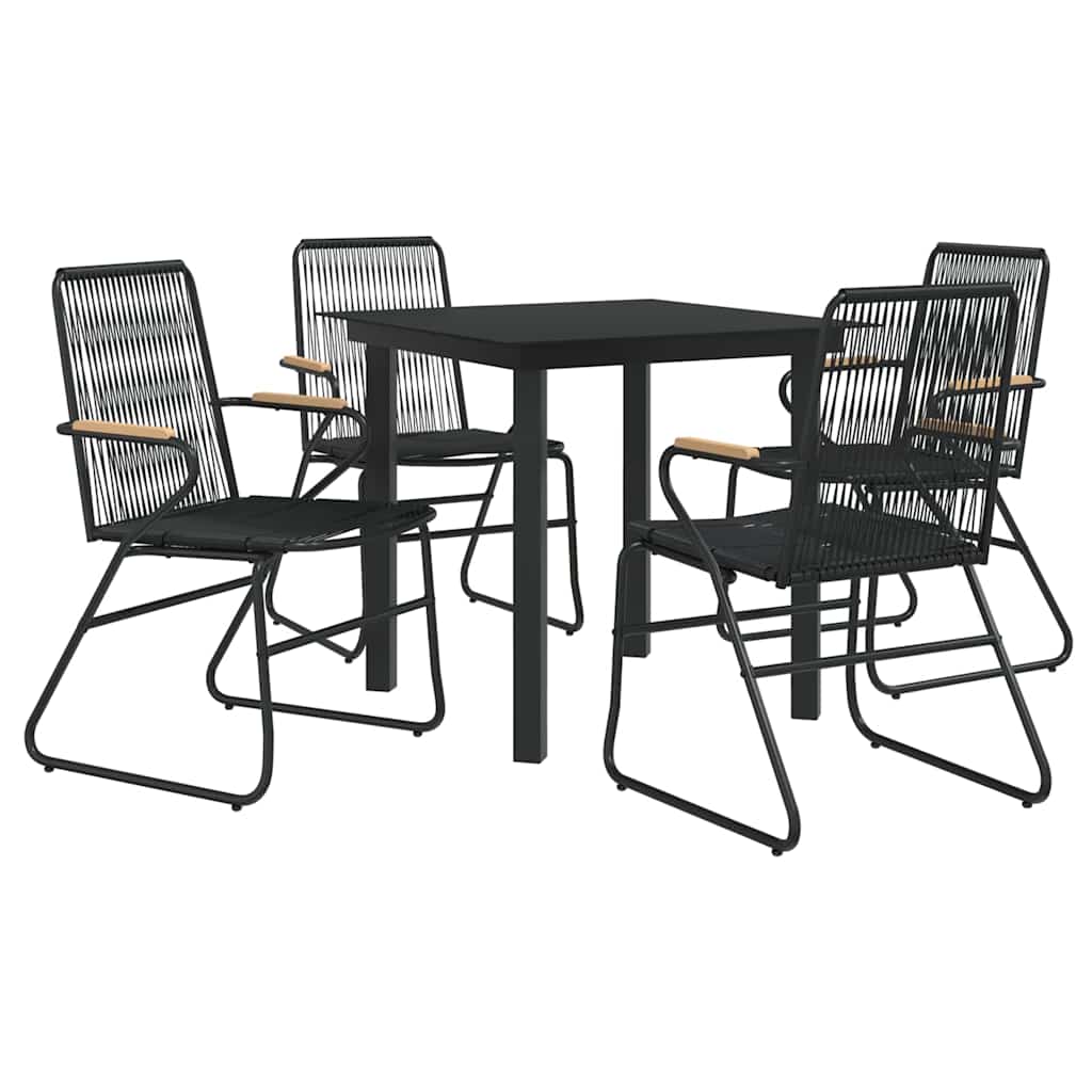 vidaXL 3-delige Tuinset PVC-rattan zwart