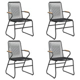 vidaXL 3-delige Tuinset PVC-rattan zwart