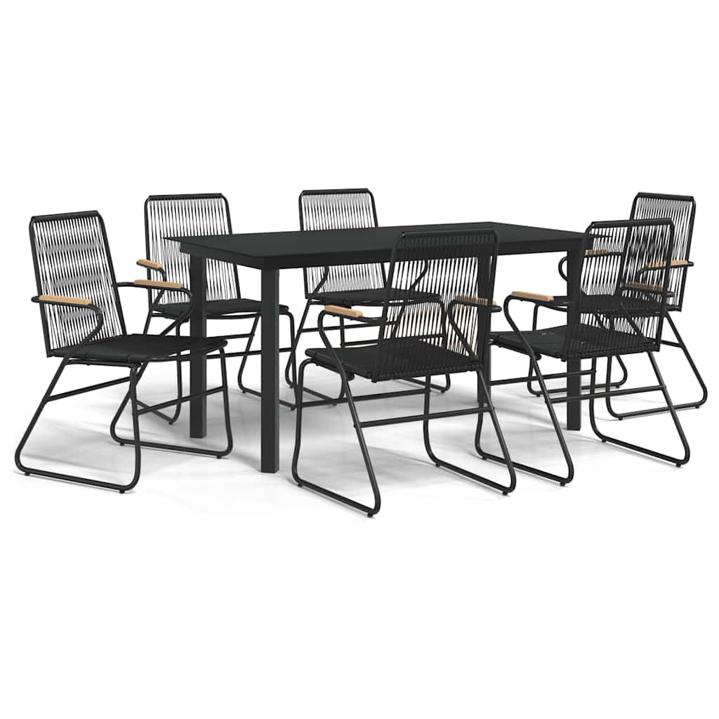 vidaXL 5-delige Tuinset PVC-rattan zwart
