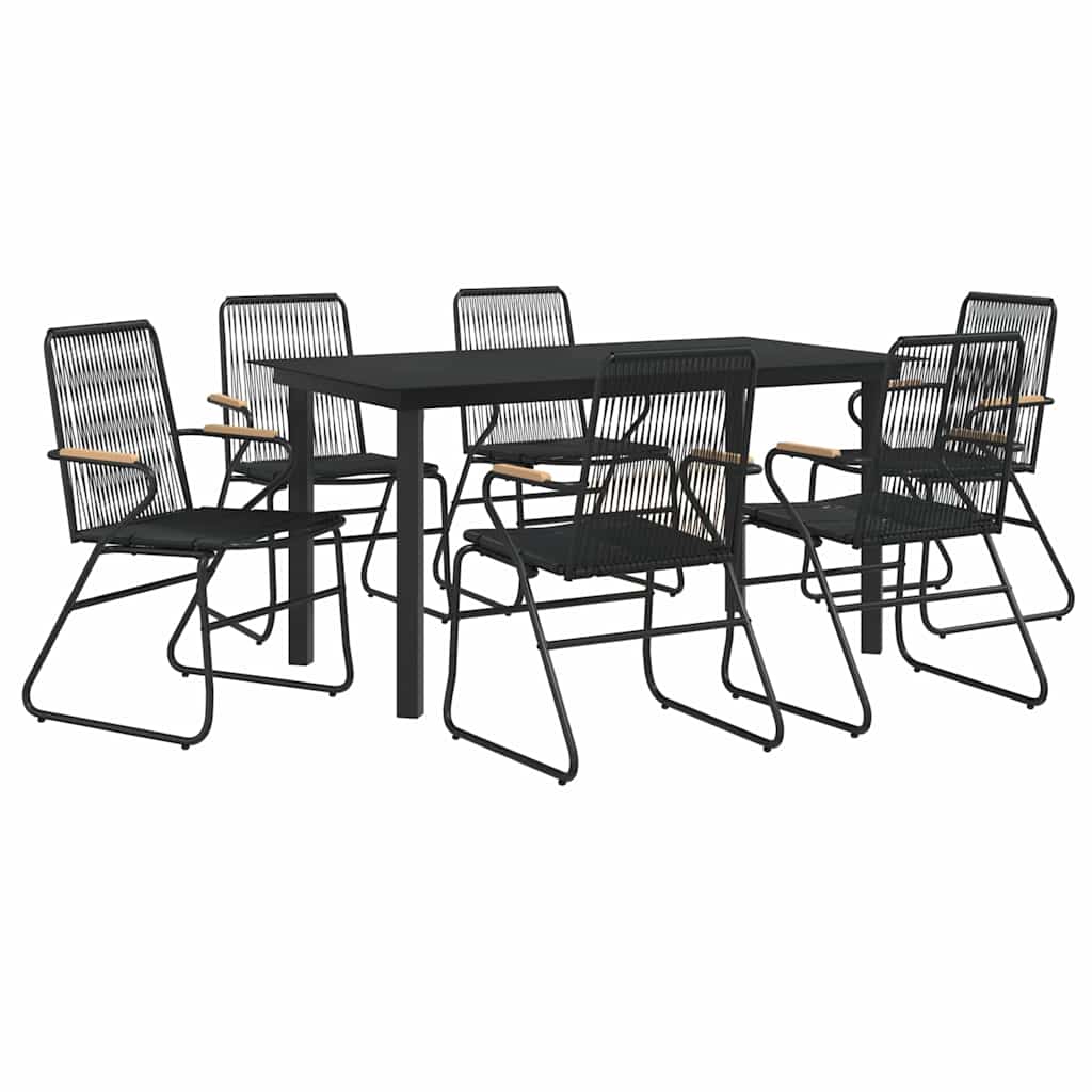 vidaXL 5-delige Tuinset PVC-rattan zwart