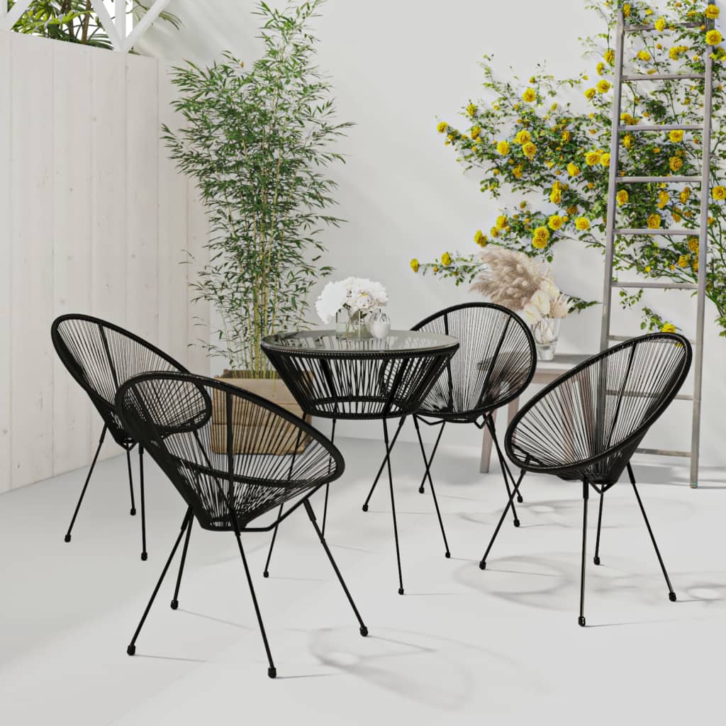 vidaXL 3-delige Tuinset PVC-rattan zwart
