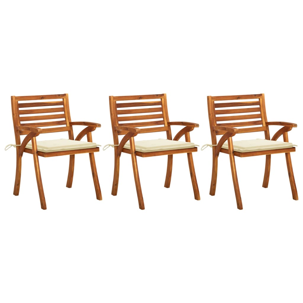vidaXL Garden Chairs 3 pcs with Cushions Solid Acacia Wood