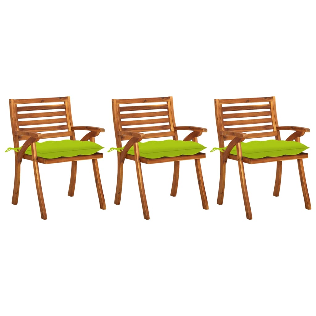 vidaXL Garden Chairs 3 pcs with Cushions Solid Acacia Wood
