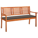 vidaXL Tuinbank 2-zits met kussen 120 cm massief eucalyptushout