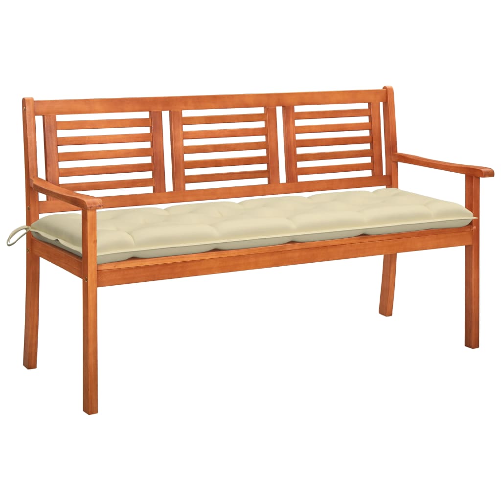 vidaXL Tuinbank 2-zits met kussen 120 cm massief eucalyptushout