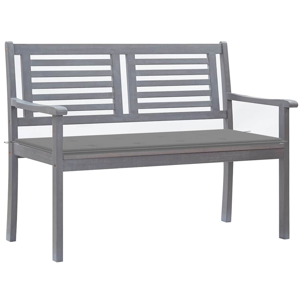 vidaXL Tuinbank 2-zits met kussen 120 cm eucalyptushout grijs