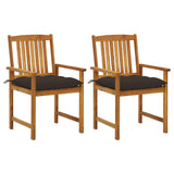 vidaXL Garden Chairs 2 pcs with Cushions Solid Acacia Wood