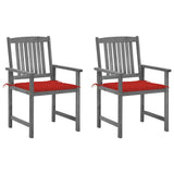 vidaXL Garden Chairs 2 pcs with Cushions Solid Acacia Wood Grey