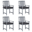 vidaXL Garden Chairs 2 pcs with Cushions Solid Acacia Wood Grey