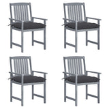 vidaXL Garden Chairs 2 pcs with Cushions Solid Acacia Wood Grey