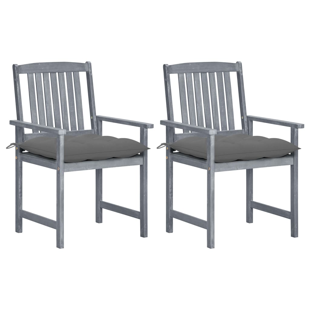 vidaXL Garden Chairs 2 pcs with Cushions Solid Acacia Wood Grey