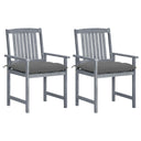 vidaXL Garden Chairs 2 pcs with Cushions Solid Acacia Wood Grey