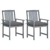 vidaXL Garden Chairs 2 pcs with Cushions Solid Acacia Wood Grey