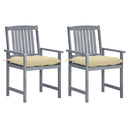 vidaXL Garden Chairs 2 pcs with Cushions Solid Acacia Wood Grey