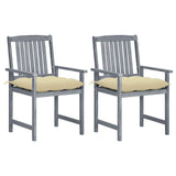 vidaXL Garden Chairs 2 pcs with Cushions Solid Acacia Wood Grey