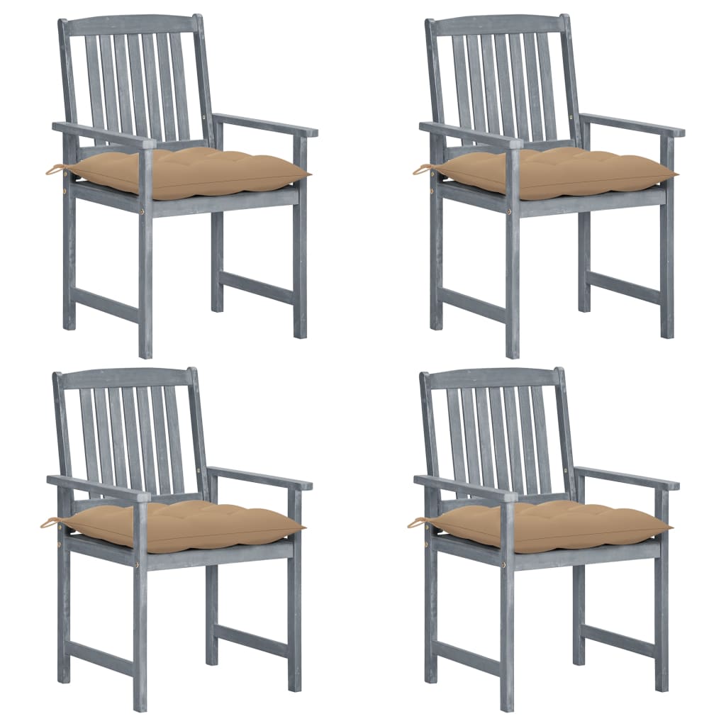 vidaXL Garden Chairs 2 pcs with Cushions Solid Acacia Wood Grey